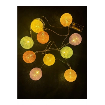 2m 10lu Işıklı Renkli Top Dekoratif Süs Pilli Mz-312