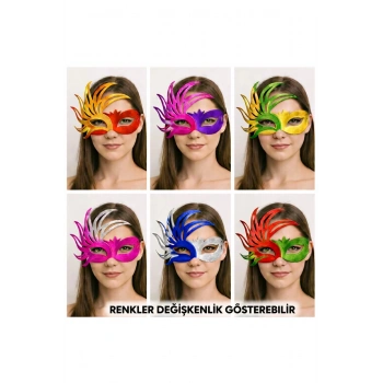 6’lı Çift Renkli Venedik Karton Parti Maskesi Seti