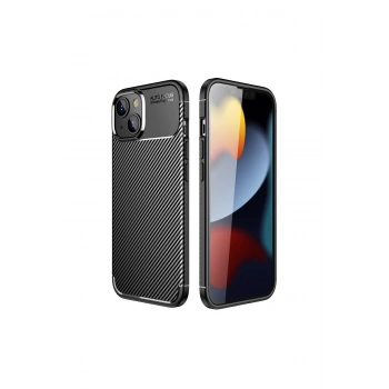 İphone 14 Plus Kılıf Auto Focus Karbon Kapak - Siyah