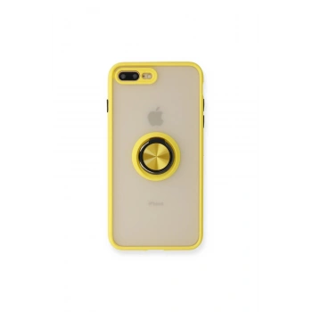 İphone 7 Plus Kılıf Montreal Yüzüklü Silikon Kapak - Sarı