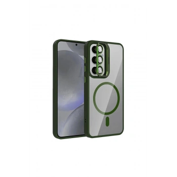 Joko Samsung Galaxy S24 Fe Remim Lensli Magsafe Standlı Kapak - Koyu Yeşil