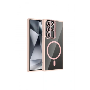 Joko Samsung Galaxy S23 Ultra Remim Lensli Magsafe Standlı Kapak - Pembe