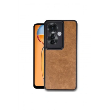 Oppo Reno 11f Kılıf Aras Deri Kapak - Taba