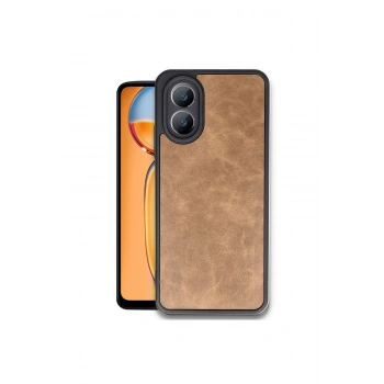 Oppo A38 Kılıf Aras Deri Kapak - Taba