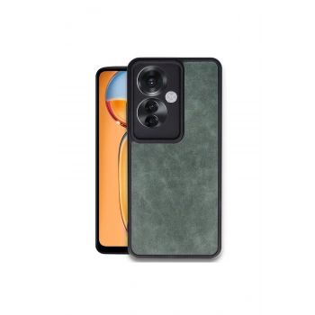 Oppo Reno 11f Kılıf Aras Deri Kapak - Koyu Yeşil