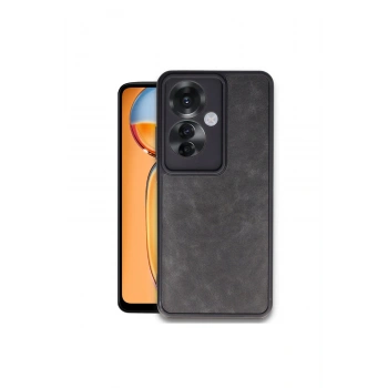 Oppo Reno 11f Kılıf Aras Deri Kapak - Siyah