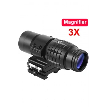 Magnifier 3x Yakınlaştırmalı Dürbün 22mm Ray Uyumlu, Katlanır Yaylı Ayaklı