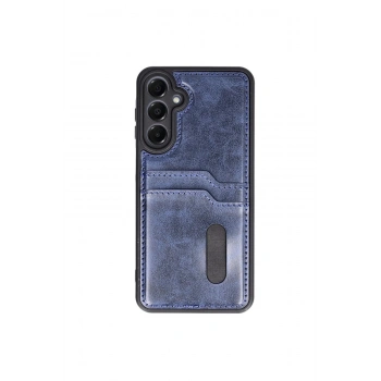 Samsung Galaxy A15 4g Kılıf Sara Kartvizitli Deri Kılıf - Lacivert