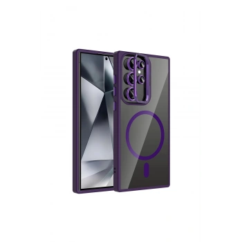Joko Samsung Galaxy S23 Ultra Remim Lensli Magsafe Standlı Kapak - Derin Mor