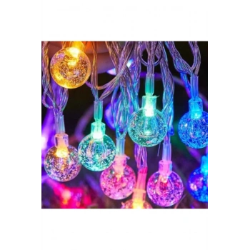 5m 28 Led Kristal Top Gün Işığı Şeffaf Kablo Fişli Eklemeli Mz-18-15