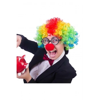 Palyaço Kostüm Aksesuar Seti 3’lü – Peruk Burun Gözlük