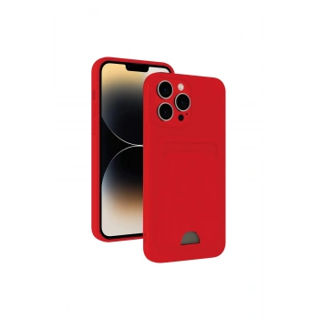 İphone 13 Pro Kılıf Kelvin Kartvizitli Silikon - Kırmızı