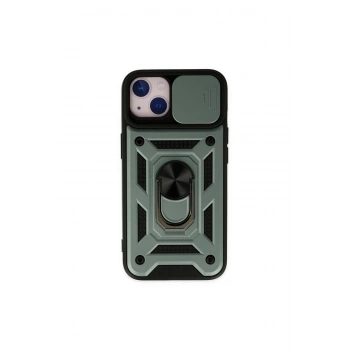 İphone 14 Kılıf Pars Lens Yüzüklü Silikon - Yeşil