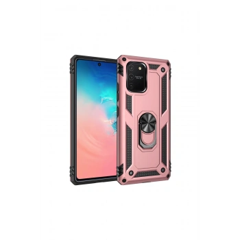 Samsung Galaxy A91 / S10 Lite Kılıf Sofya Yüzüklü Silikon Kapak - Rose