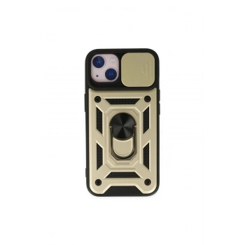 İphone 14 Kılıf Pars Lens Yüzüklü Silikon - Gold