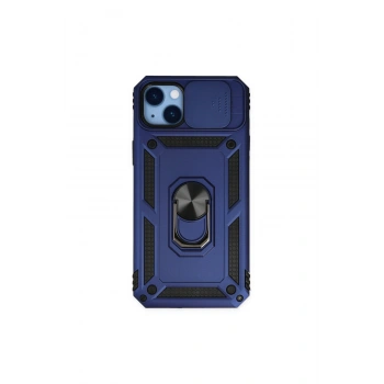 İphone 14 Plus Kılıf Pars Lens Yüzüklü Silikon - Lacivert