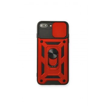 İphone 7 Plus Kılıf Pars Lens Yüzüklü Silikon - Kırmızı