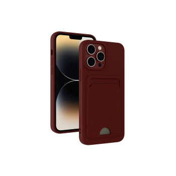 İphone 13 Pro Kılıf Kelvin Kartvizitli Silikon - Bordo