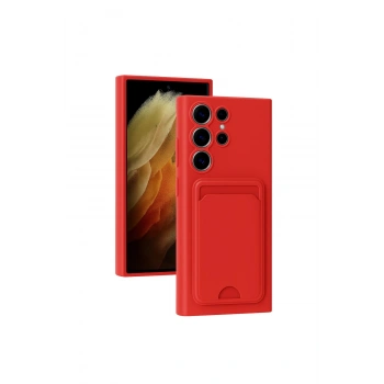 Samsung Galaxy S24 Ultra Kılıf Kelvin Kartvizitli Silikon - Kırmızı