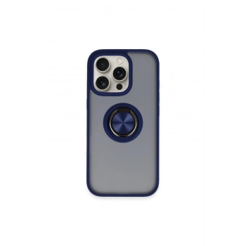 İphone 16 Pro Max Kılıf Montreal Yüzüklü Silikon Kapak - Lacivert
