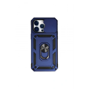 İphone 14 Pro Kılıf Pars Lens Yüzüklü Silikon - Lacivert