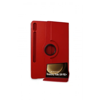 Samsung Galaxy X610 Tab S9 Fe Plus 12.4 Kılıf 360 Tablet Deri Kılıf - Kırmızı