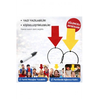 Kişiselleştirilebilir Ok İşaretli Mesaj Tacı (2’li Set Sarı-kırmızı)