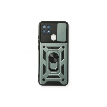 Oppo A15 Kılıf Pars Lens Yüzüklü Silikon - Yeşil