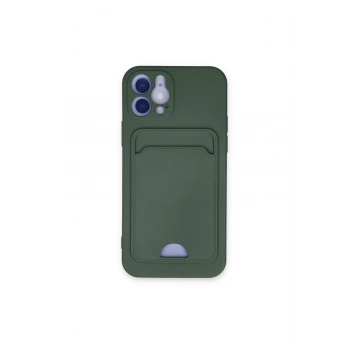 İphone 12 Kılıf Kelvin Kartvizitli Silikon - Koyu Yeşil