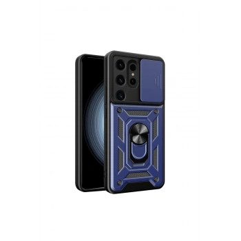 Samsung Galaxy S24 Ultra Kılıf Pars Lens Yüzüklü Silikon - Lacivert