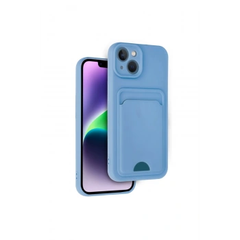 İphone 14 Kılıf Kelvin Kartvizitli Silikon - Mavi