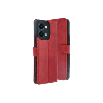 Vivo Y28 Kılıf Trend S Plus Kapaklı Kılıf - Kırmızı