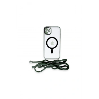 İphone 12 Kılıf Divo Lazer Askılı Magsafe Kapak - Koyu Yeşil