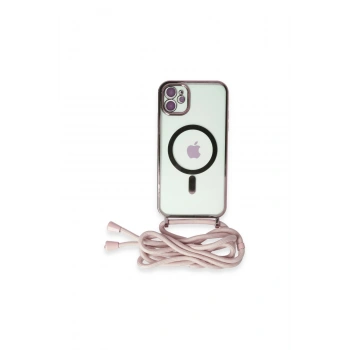 İphone 11 Kılıf Divo Lazer Askılı Magsafe Kapak - Pembe