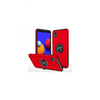 Samsung Galaxy A01 Core Kılıf Elit Yüzüklü Kapak - Kırmızı