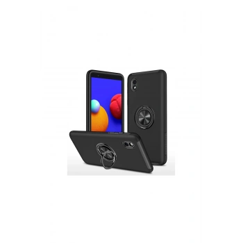 Samsung Galaxy A01 Core Kılıf Elit Yüzüklü Kapak - Siyah