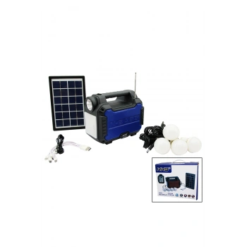 3IN1 - SOLAR 2İN1 SABİT EL FENERİ - RADYO - MP3 BLUETOOTH - USB/ TF PORT - 4 PARÇA AMPUL KABLOLU -