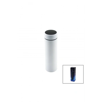 BEYAZ LED DERECE GÖSTERGELİ 304-ÇELİK TERMOS 500ML FİLTRELİ 12 SAAT SICAK - SOĞUK TUTMA (5324)