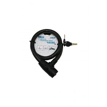 ANAHTARLI AÇ-KAPA KİLİT KAPAKLI MOTOR - BİSİKLET KİLİT ÇELİK TEL SİYAH ŞEFFAF KILIF 20MMX100CM (5324