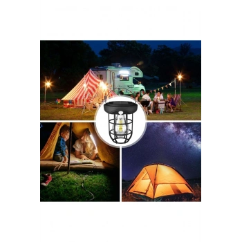 Solar Kamp Feneri – Güneş Enerjili, Otomatik Şarj ve Gece Işığı, Taşınabilir ve Asılabilir LED Dış M