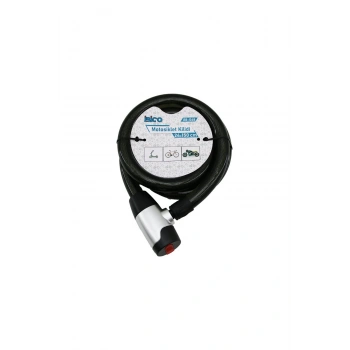 ANAHTARLI AÇ-KAPA KİLİT KAPAKLI MOTOR - BİSİKLET KİLİT ÇELİK TEL SİYAH ŞEFFAF KILIF 24MMX150CM (5324