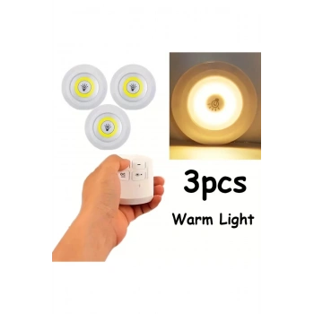 Uzaktan Kumandalı Yapışkanlı 3'lü Led Spot Lamba (5324)