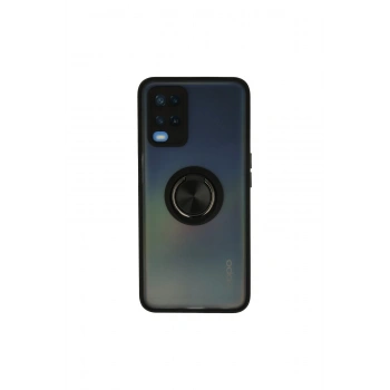 Oppo A54 4g Kılıf Montreal Yüzüklü Silikon Kapak - Siyah