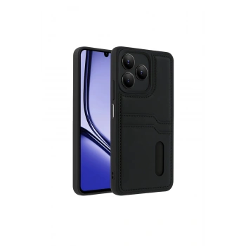 Realme Note 50 4g Kılıf Sara Kartvizitli Deri Kılıf - Siyah