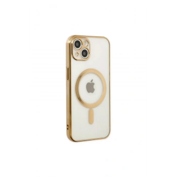 İphone 14 Plus Kılıf Magneticsafe Lazer Silikon - Gold