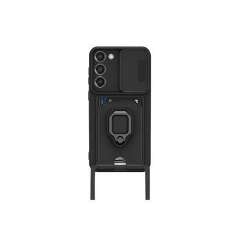 Samsung Galaxy S23 Plus Kılıf Zuma Kartvizitli Yüzüklü Silikon - Siyah