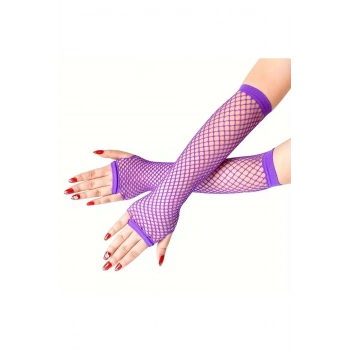 80’ler 90’lar Retro Mor File Parmaksız Eldiven 26 Cm