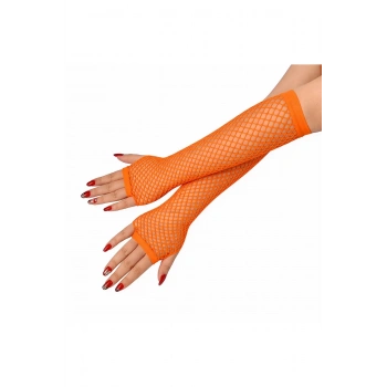 80’ler 90’lar Retro Turuncu File Parmaksız Eldiven 26 Cm