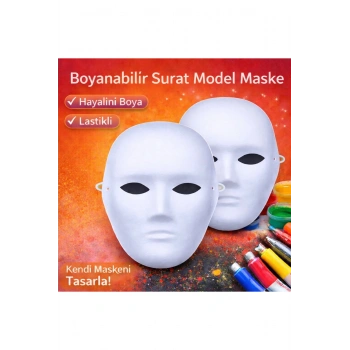 Boyanabilir Surat Model Maske – Lastikli | Kendin Tasarla