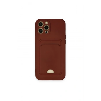 İphone 12 Pro Max Kılıf Kelvin Kartvizitli Silikon - Bordo